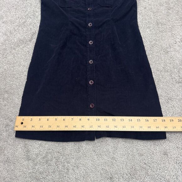 Talbots Vintage Y2K Button Down Corduroy Midi Shirt Dress Womens 2P Navy Blue - Picture 9 of 12